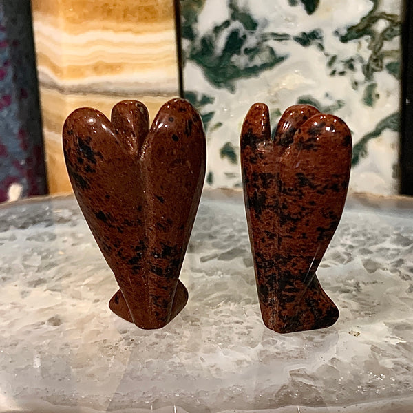 Mahogany Obsidian Angel Carving 1.5