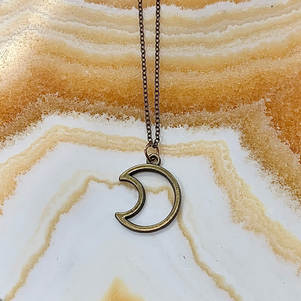 Bronze Open Moon 18 Inch Necklace