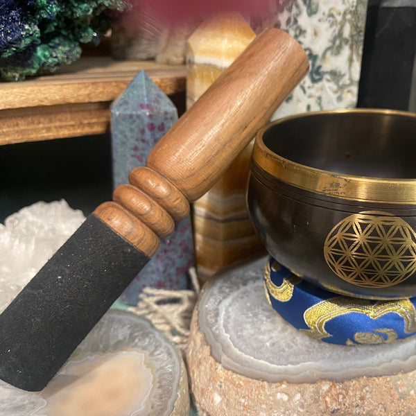 Tibetan Singing Bowl Meditation Bowl Flower of Life Matte Black Finish 4 Inch