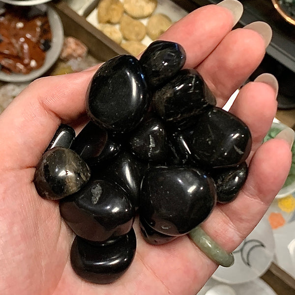 Matte Black Agate Tumbled Pocket Stone