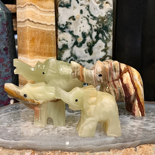 Green Onyx Elephant Carving