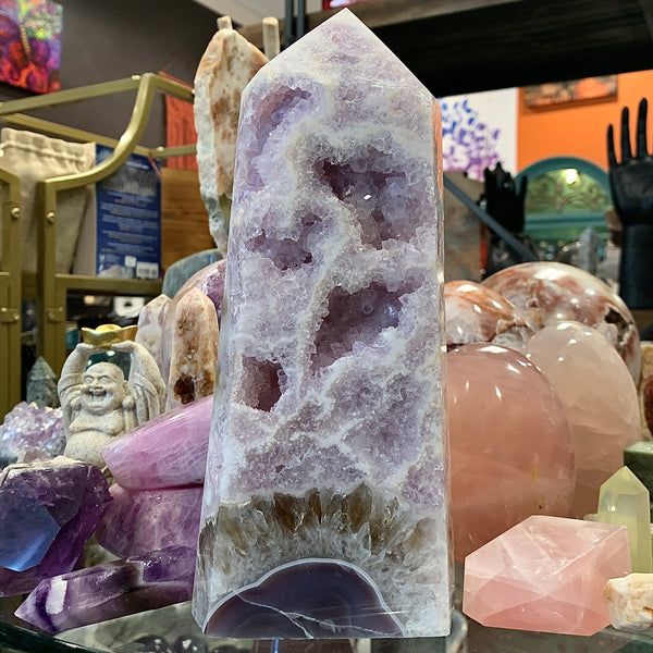 Amethyst Druzy Flower Quartz Generator Tower