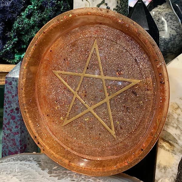 Pentagram Round Resin Rolling Tray 7.5”