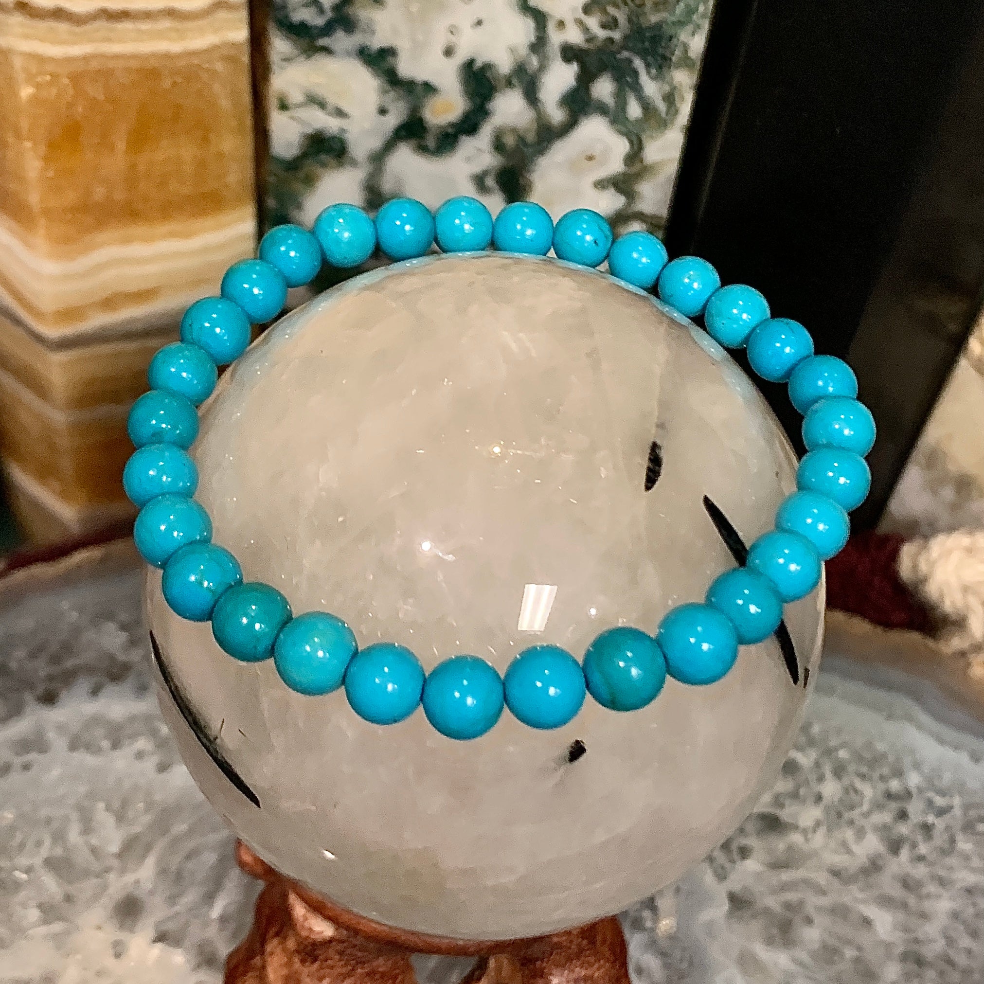 Turquoise (Reconstructed) 6mm Round Stackable Bracelet