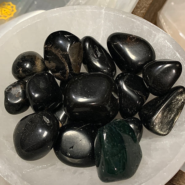 Matte Black Agate Tumbled Pocket Stone