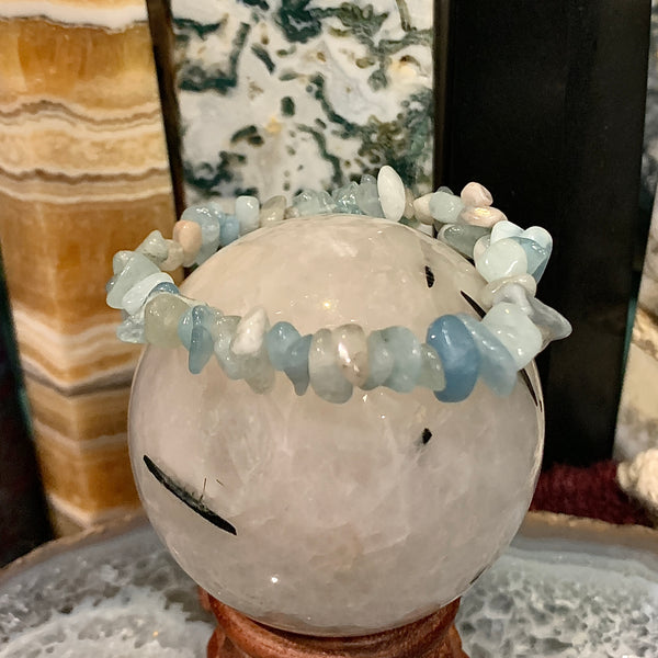 Aquamarine Chip Style Stackable Bracelet