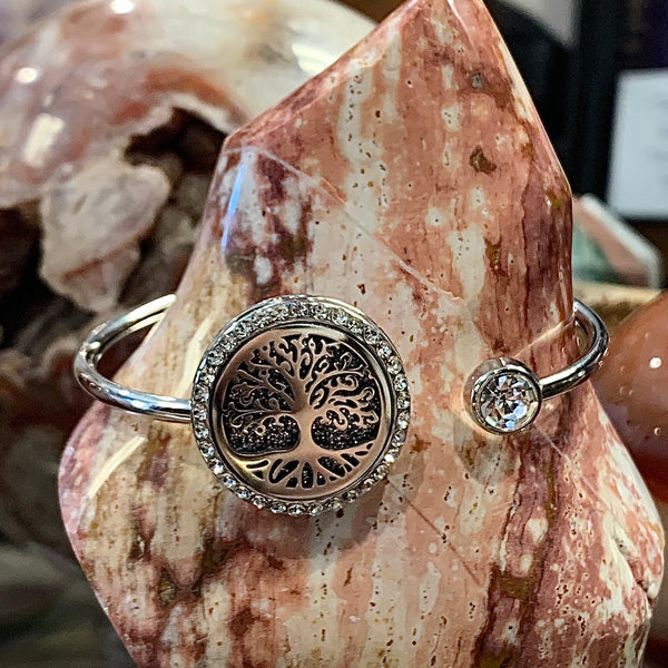 Tree of Life Cuff Style Stainless Steel Aromatherapy Diffuser Bracelet