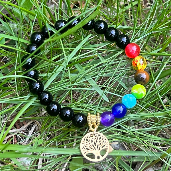 7 Chakra Prosperity Bracelet With Obsidian