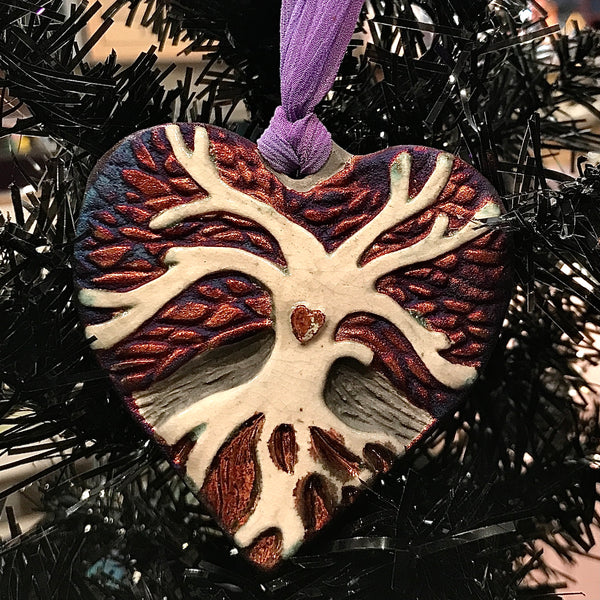 Raku Glazed Christmas Ornament 3 Inch