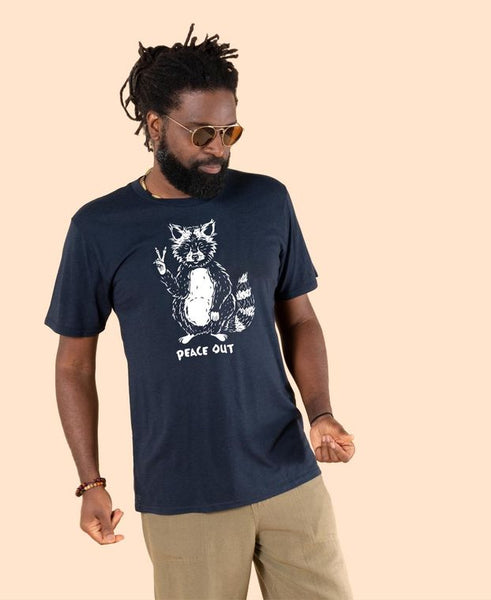 Peace Out Raccoon Organic T-Shirt