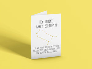 Snarky Gemini Birthday Card