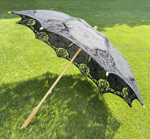 Black Full Victorian Lace Parasol/Umbrella