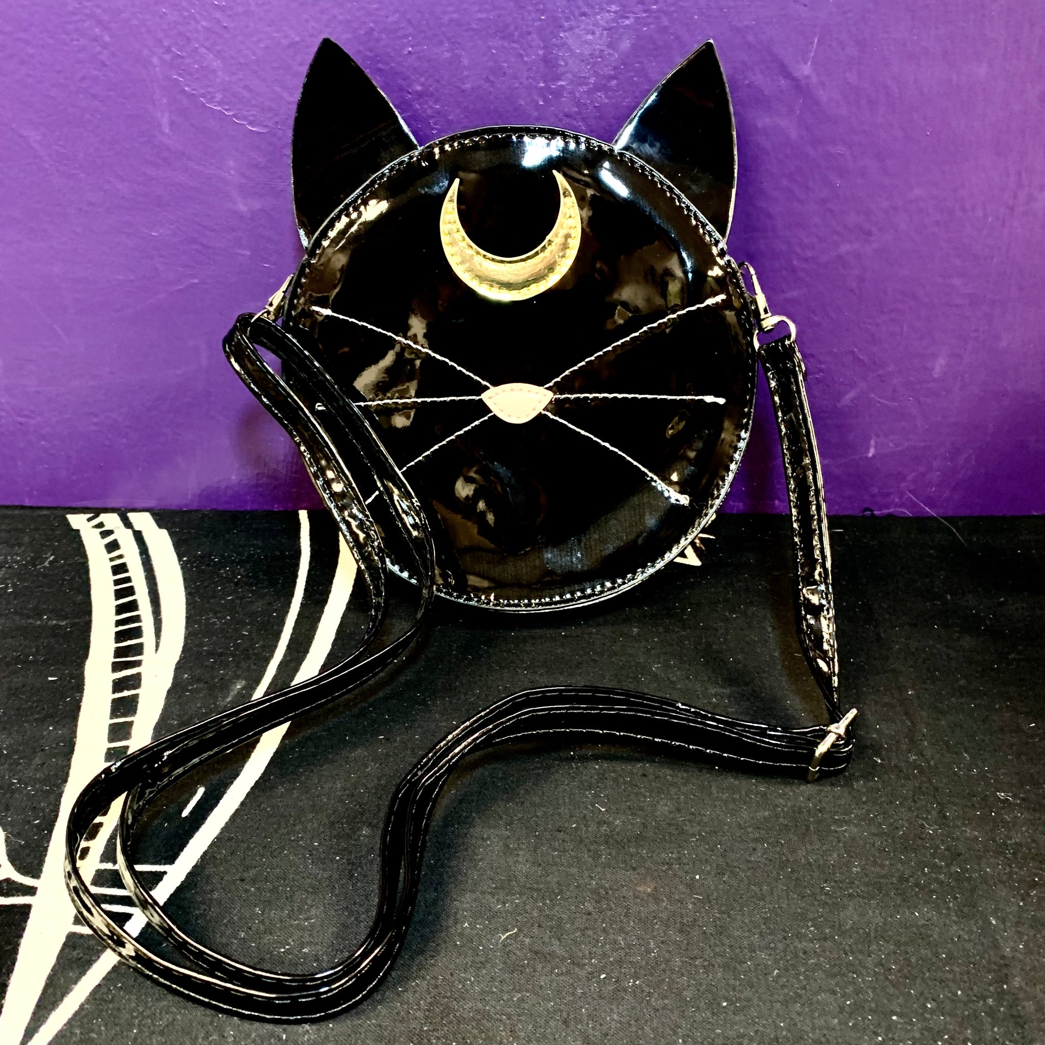 Crossbody Bag / Purse - Mystical Black Cat Face