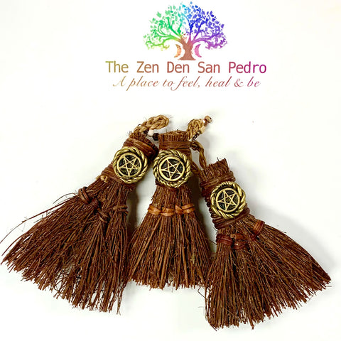Brown Abra Broom with Pentacles & Magnets 3 inches