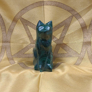 Malachite Cat Carving