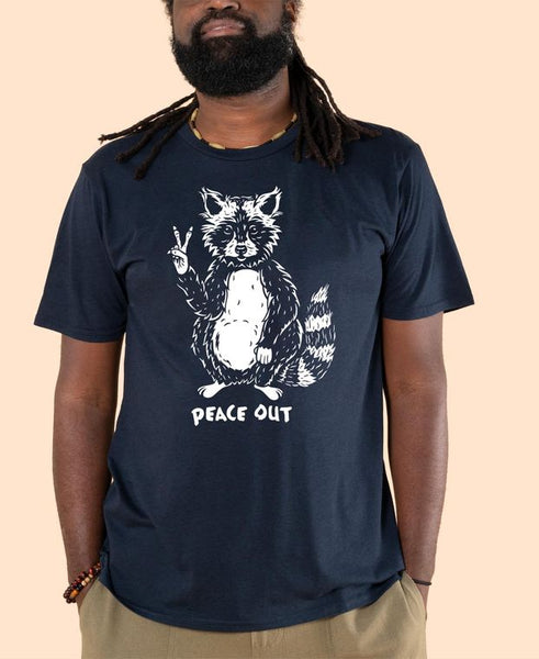 Peace Out Raccoon Organic T-Shirt