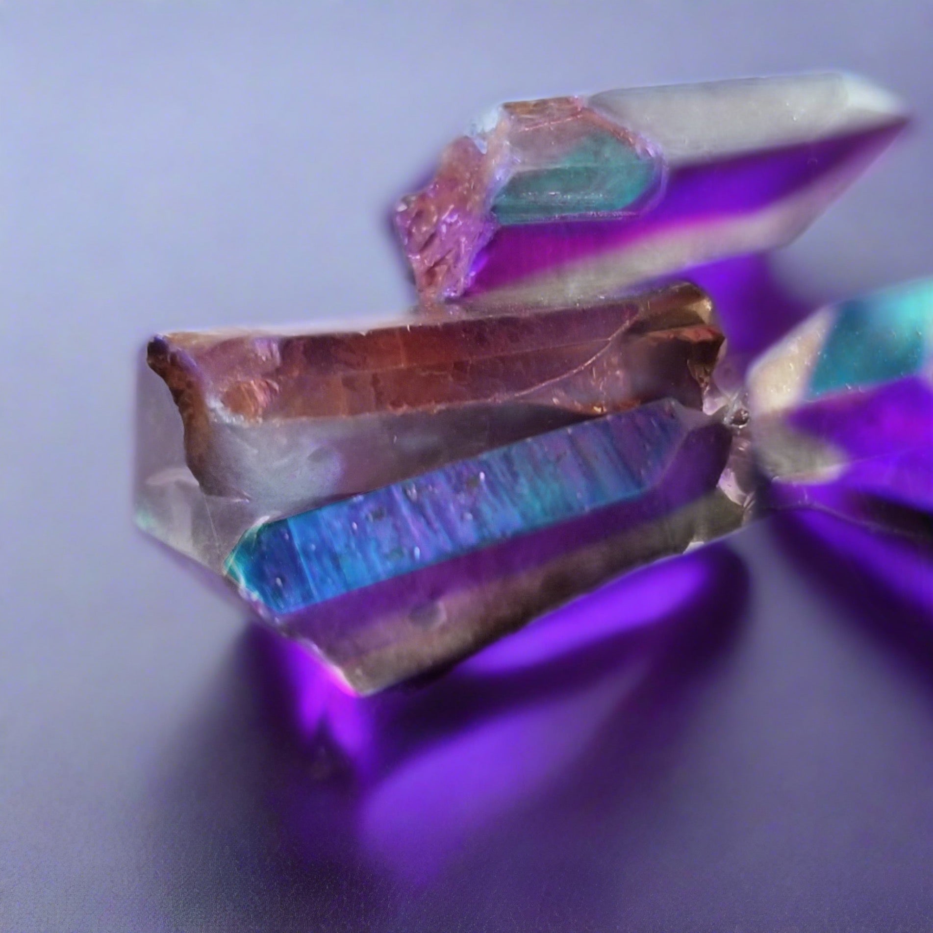 Purple Aqua Aura Crystal Points 