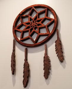 Carved 14” Wood dream catcher