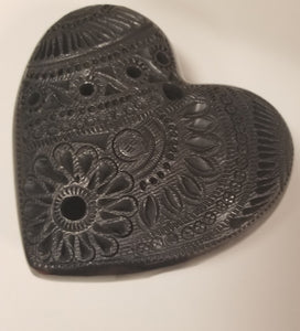 Black Carved Stone Heart