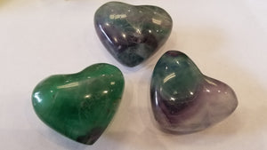 Rainbow and Green Flourite Heart Carving 3 Inch Size Various Colors