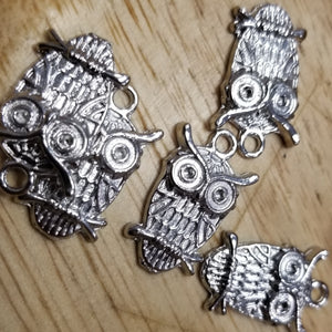 Brass silver finish Owl 1 inch Charm