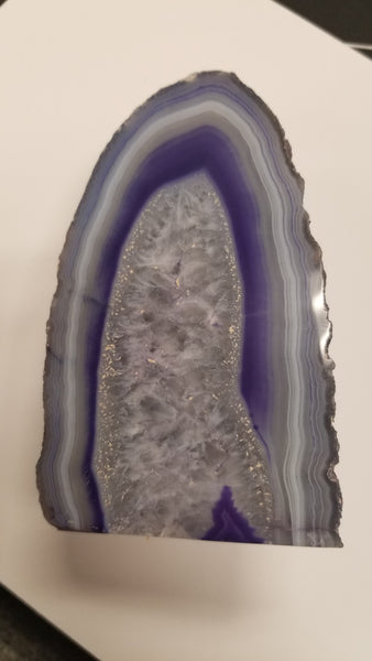 Freeform 4 Inch Thick Agate Banded Druzy