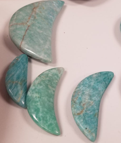 Amazonite Carved Moon - Various Sizes