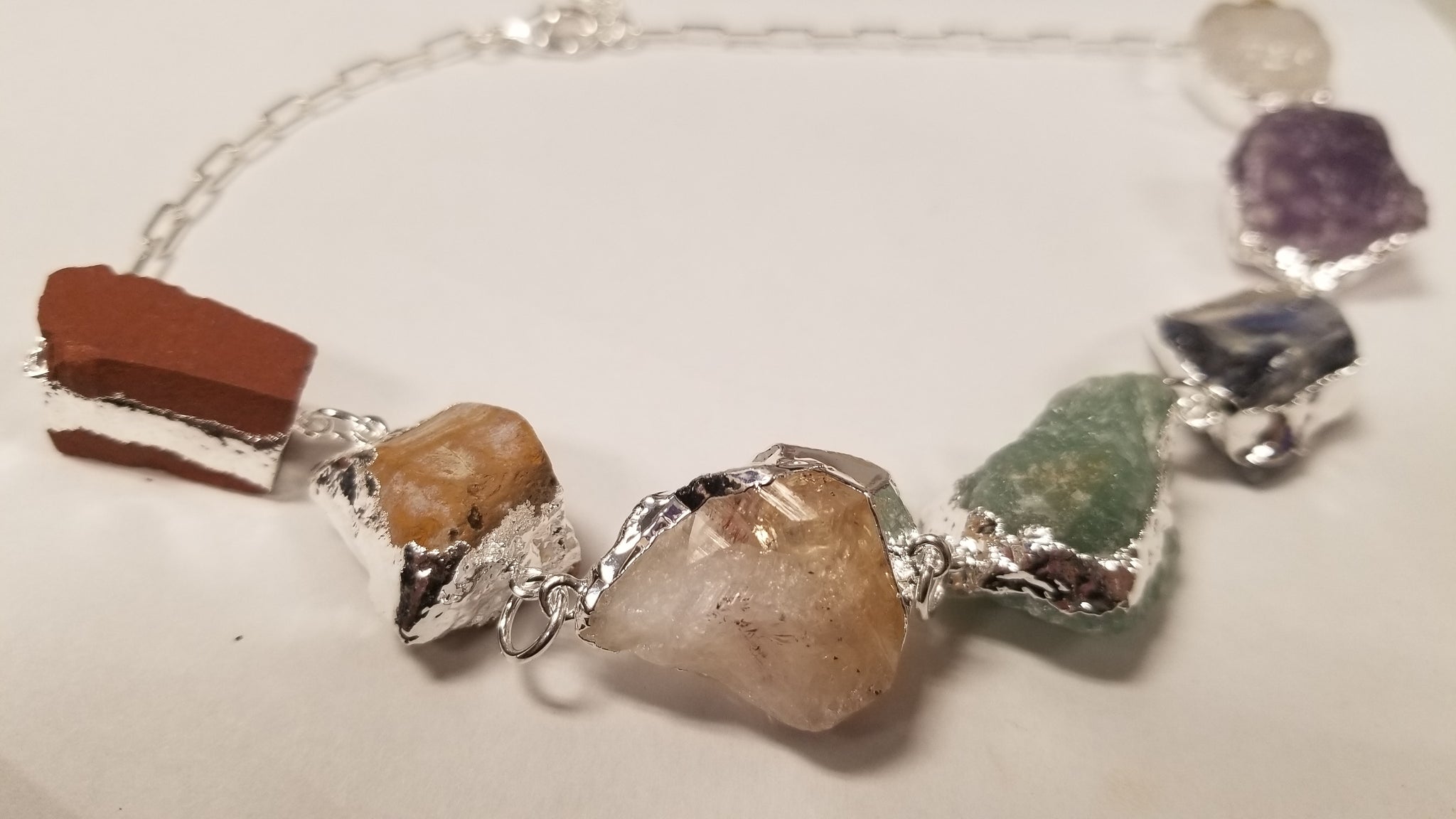 Chakra Silver Electroform Stone Necklace