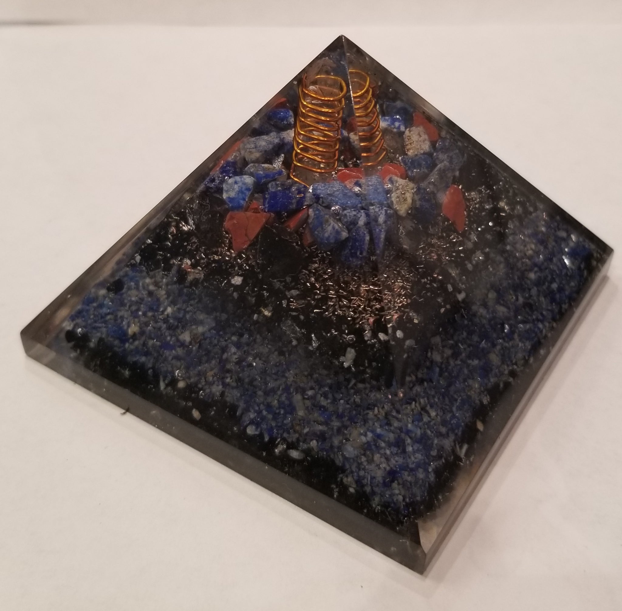 Lapis, Obsidian, & Copper 3.5” Orgone Pyramid