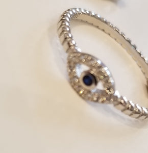 Evil Eye Sterling Silver Ring