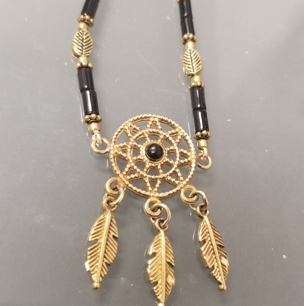 Dreamcatcher Obsidian Gold Plated Bracelet