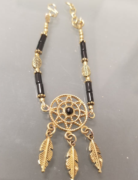 Dreamcatcher Obsidian Gold Plated Bracelet