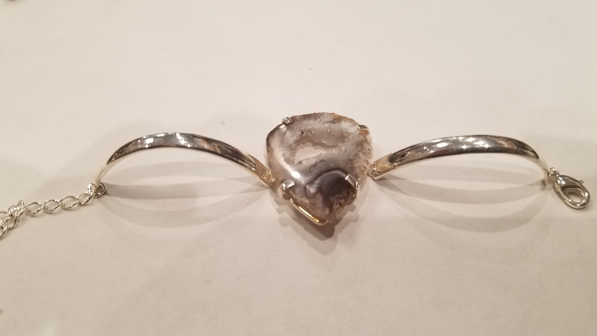 Slab Quartz Center Silver Bracelet