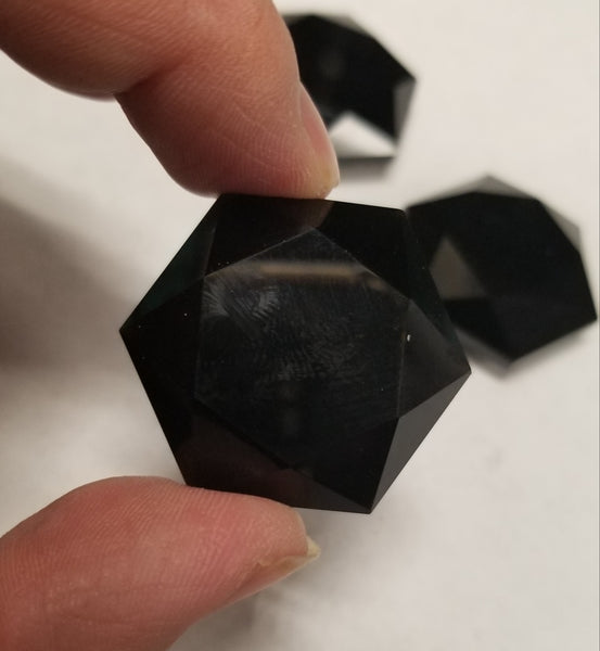 Obsidian Hexagon Carving 1.5-Inch