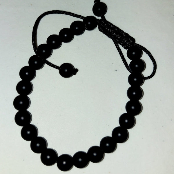 Macrame Matte 4mm Round Obsidian Bead Bracelet