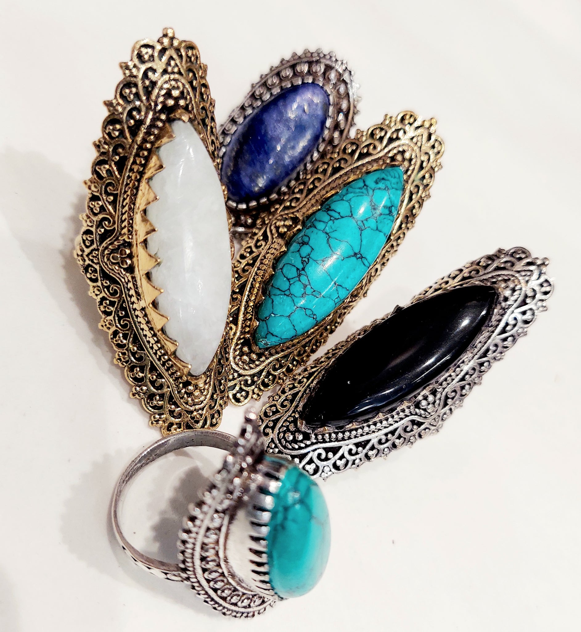 Elongated Gemstone Statement Ring