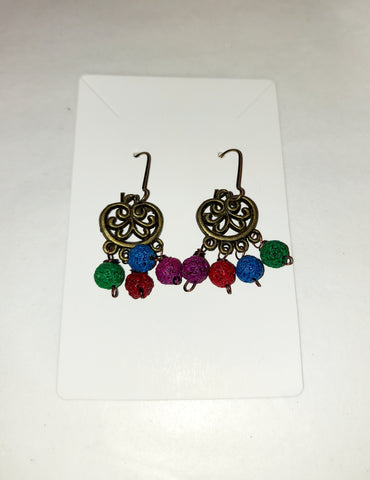 Four Color Bronze Finish Dangle Earrings