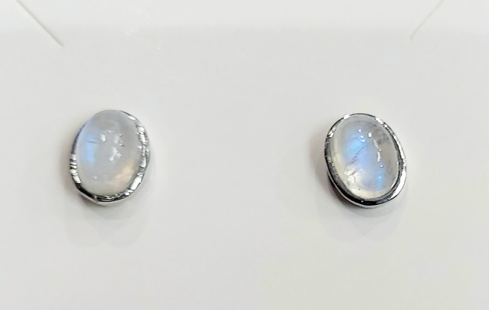 Moonstone Silver Oval Post Earrings