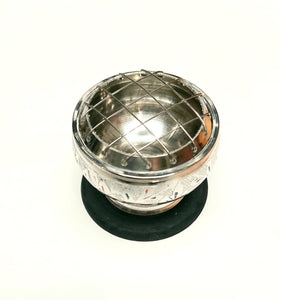 Silver Charcoal Burner with Wood Tile