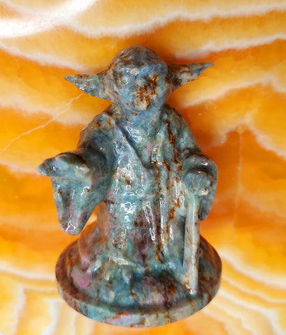 Ruby Kyanite Yoda Carving