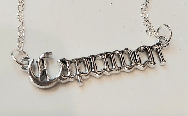 Nameplate Calligraphy Style Zodiac Silver Necklace