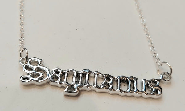 Nameplate Calligraphy Style Zodiac Silver Necklace