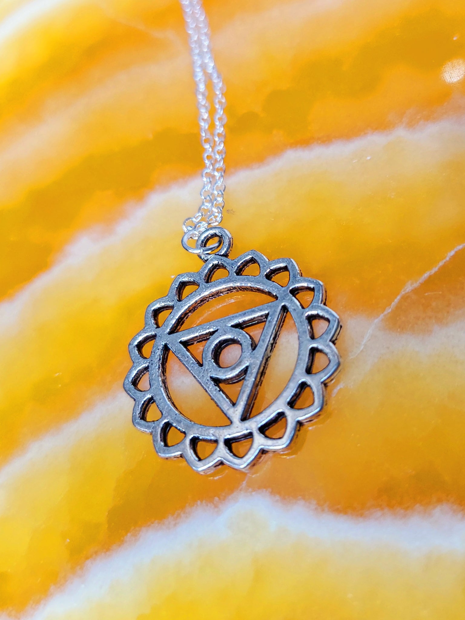 Throat Chakra Silver Finish Necklace