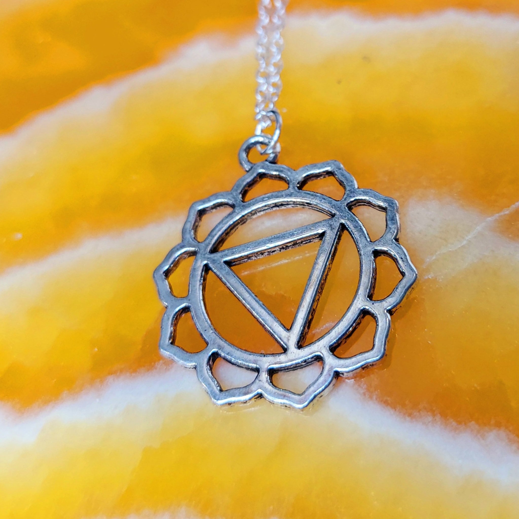 Heart Chakra Silver Finish Necklace