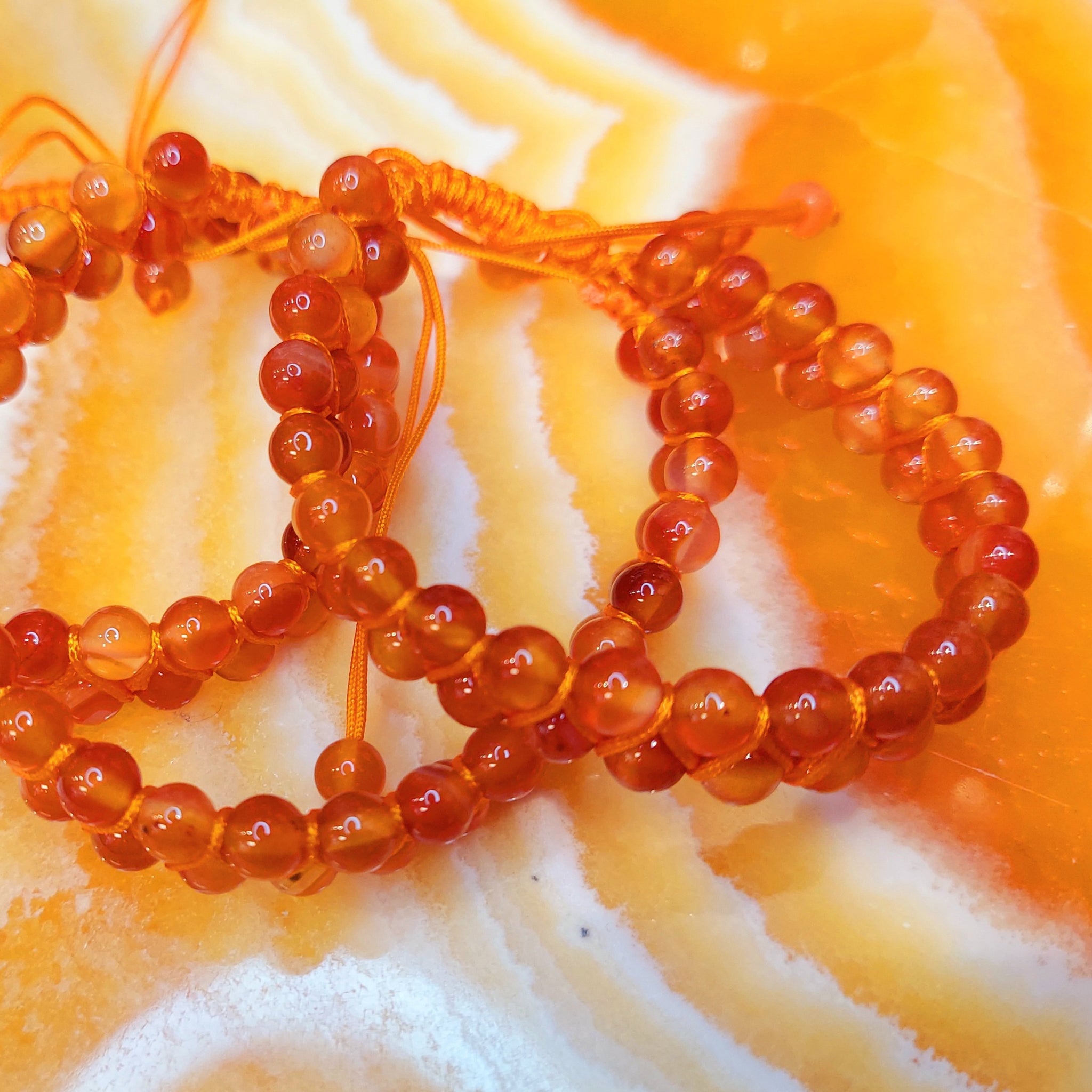 Carnelian Double Strand Macrame Closure Bracelet