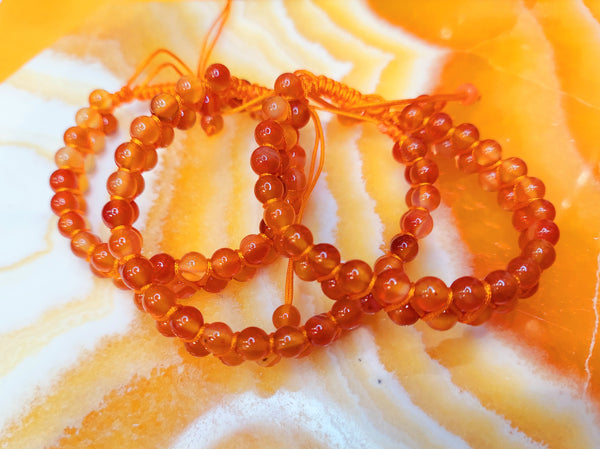 Carnelian Double Strand Macrame Closure Bracelet