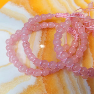 Rose Quartz Double Strand Macrame Closure Bracelet