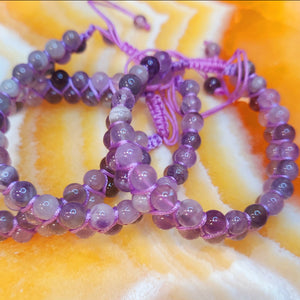 Amethyst Double Strand Macrame Closure Bracelet