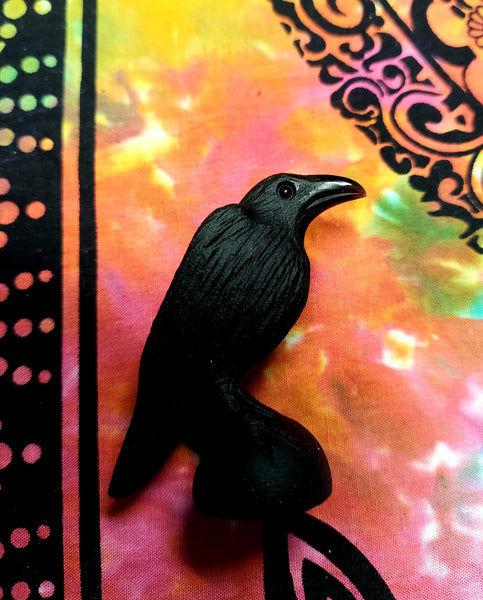 Crow Obsidian Carving Matte Finish