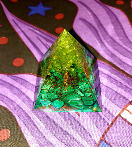 Malachite & Peridot Money Tree Pyramid